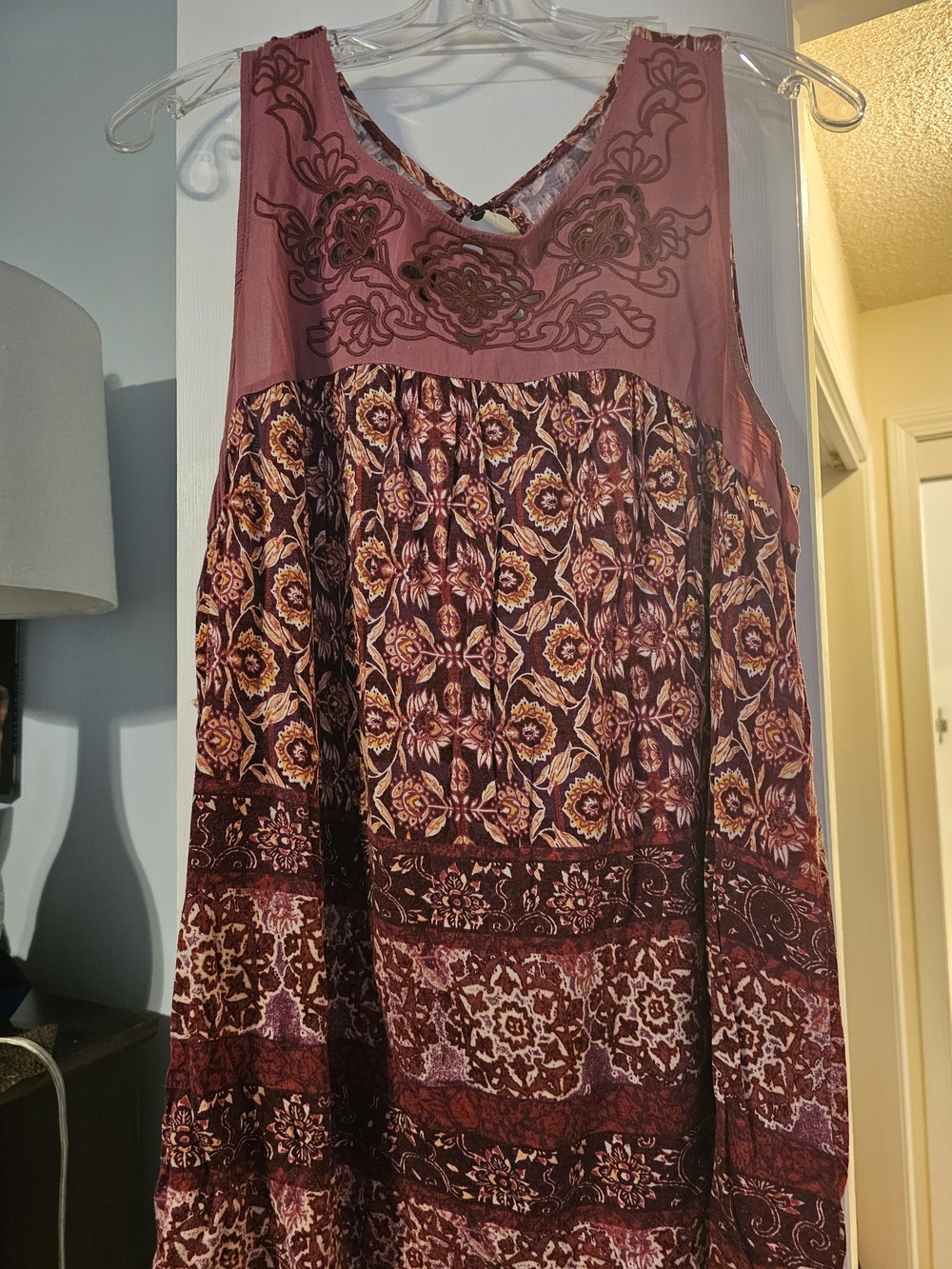 4/$25 Maurices Dusty Rose Embroidered Tank Top